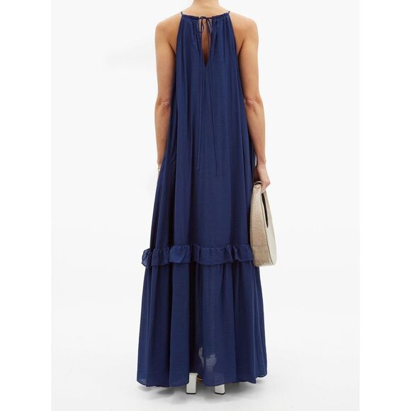 STAUD navy XS Ina Tiered Halterneck Muslin Maxi Dress - Picture 5 of 9